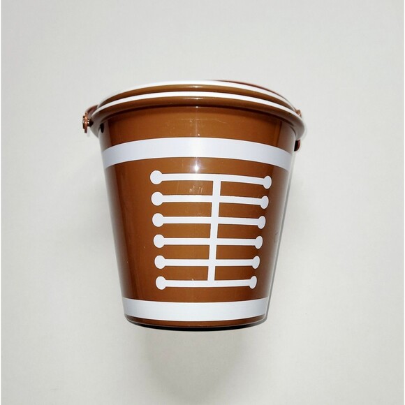 Lot Of 2 Football Plastic Bucket Easter Holiday Basket Sports Pail NWOT - Picture 3 of 7